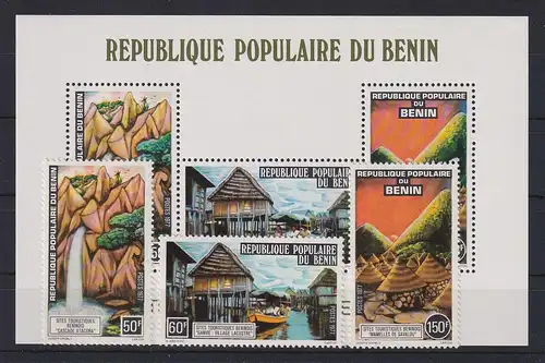 Benin 1977 Tourismus Mi.-Nr. 112-114 und Block 3  **