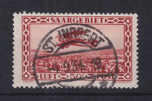 Saar 1928 Flugpostmarke 50 C. Mi.-Nr. 126 mit PLF VII gest. ST. INGBERT