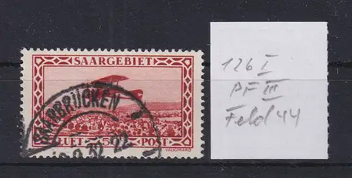 Saar 1928 Flugpostmarke 50 C. Mi.-Nr. 126 mit PLF III gest. SAARBRÜCKEN