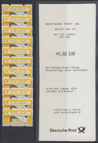 ATM Briefkasten Mi-Nr. 5.1 Tastensatz TS2 10 Werte 0,04 - 3,68 ** mit AQ vom ET 