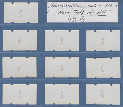 ATM Posthörner Mi.-Nr. 4.1 Papier-Spätverwendung 2003 Tastensatz TS 3 ** mit Nr.