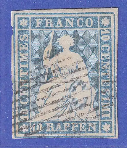 Schweiz 1854 Sitzende Helvetia "Strubel" Münchner Druck 10 Rp. Mi.-Nr. 14 I gest