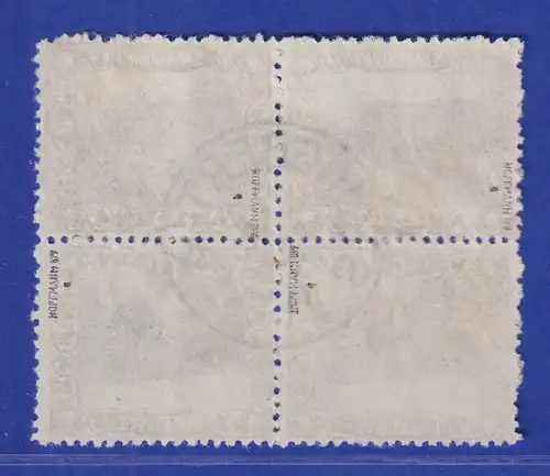 Saar 1921 Mi.-Nr. 53 Viererblock mit 2x Kehrdruck Kdr III mit O ST. INGBERT gpr.