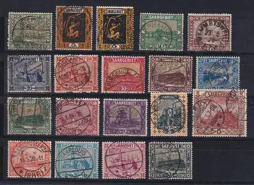 Saar Freimarken 1922-23 Mi.-Nr. 84-101 Satz 19 Werte kpl. alle schön gestempelt 