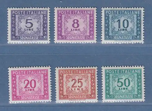 Italien 1955-57 Portomarken Ziffernzeichnung Wz.4 Mi.-Nr. 88-93 **