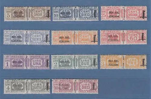 Italien 1944 Paketmarken Liktorenbündel Mi.-Nr.36-46 Satz fast kpl (ohne 47)  **