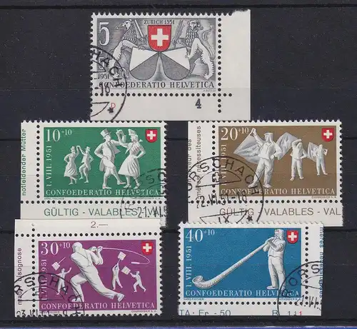 Schweiz 1951 Pro Patria  Mi.-Nr. 555-59 Satz 5 Werte kpl. O RORSCHACH