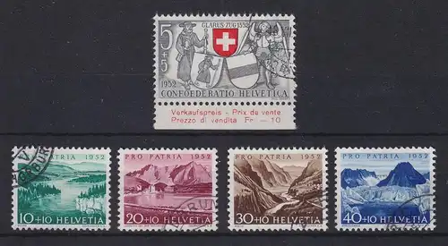 Schweiz 1952 Pro Patria Mi.-Nr. 570-74 Satz 5 Werte kpl. O 