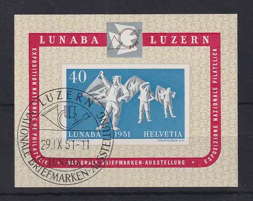 Schweiz 1951 LUNABA Luzern Mi.-Nr. Block 14 mit Ersttags-Sonderstempel