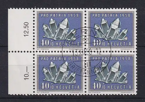 Schweiz 1958 Pro Patria Bergkristall Mi.-Nr. 681 Viererblock sauber O BERN