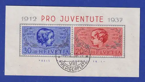 Schweiz 1937 JUVENTUTE-Block Mi-Nr. Block 3 sauber gestempelt 