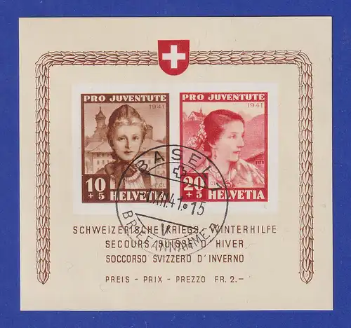 Schweiz 1941 Winterhilfe-Block  Mi-Nr. Block 6 sauber O BASEL. 