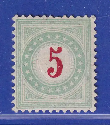 Schweiz 1883 Portomarke opalgrün 5 C. Mi.-Nr. 17 II AXaN ungebraucht *