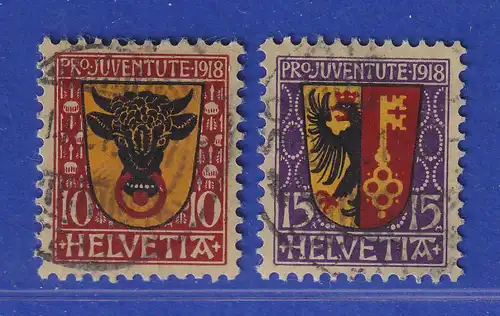 Schweiz 1918 Pro Juventute Wappen Mi.-Nr. 143-44 Satz 2 Werte gestempelt