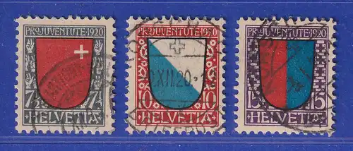 Schweiz 1920 Pro Juventute Wappen Mi.-Nr. 153-55 Satz 3 Werte gestempelt