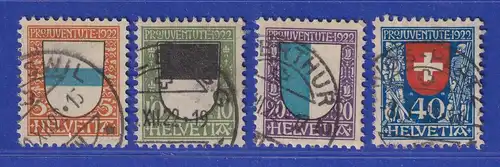 Schweiz 1922 Pro Juventute Wappen Mi.-Nr. 175-78 Satz 4 Werte gestempelt
