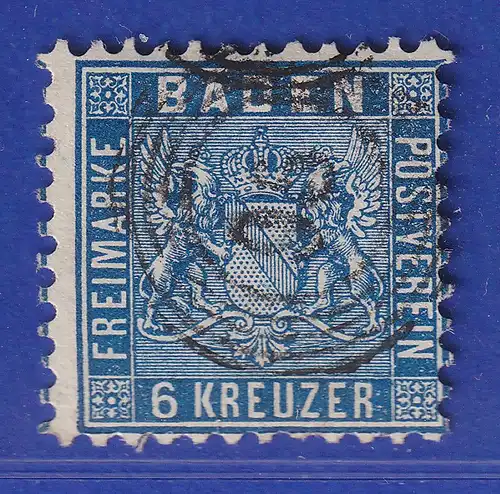 Altdeutschland Baden 6 Kreuzer blau Mi-Nr. 14b gestempelt