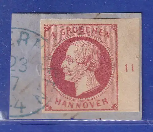 Altdeutschland Hannover Georg V. 1Gr. rechtes Randstück mit Reihenzahl 11 gest. 