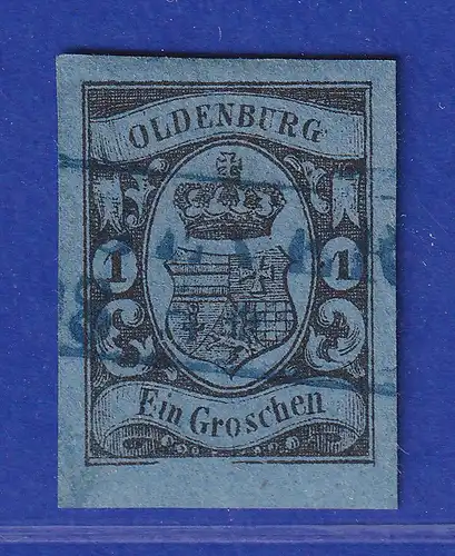 Altdeutschland Oldenburg 1 Gr. Mi.-Nr. 6 gestempelt, mit PLF II untere Randlinie