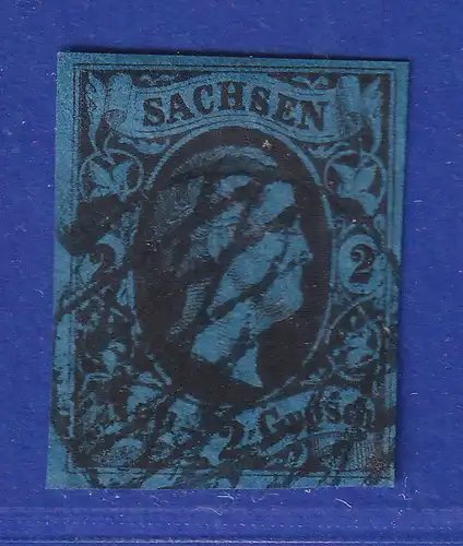 Altdeutschland Sachsen 1851 Friedrich August 2 Ngr Mi.-Nr. 5 mit Gitterrost-O