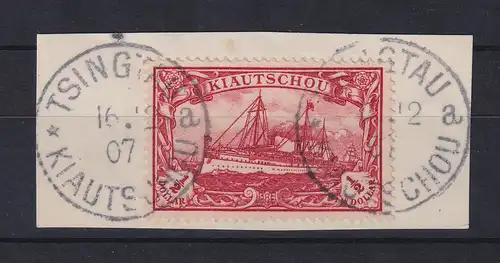 Deutsche Kolonien Kiautschou 1/2 Dollar Mi-Nr. 24B gest. TSINGTAU auf Briefstück