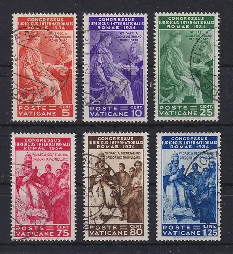 Vatikan 1935 Juristenkongress Mi.-Nr. 45-50 Satz kpl. gestempelt