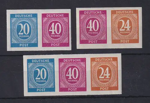 Alliierte Besetzung 1946 Set 3 Zusammendrucke aus Mi.-Nr. Block 12B ** 