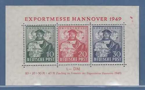 Bizone 1949 Blockausgabe EXPORTMESSE Hannover  Mi.-Nr. Block 1 ** 
