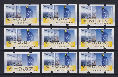 Bund Mi.-Nr. 7 Fehldruck Wert mit € unten Serie 9 Werte 0,01 - 0,09 **