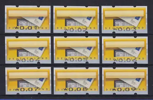 Bund Mi.-Nr. 5 Fehldruck Wert ohne € unten Serie 9 Werte 0,01 - 0,09 ** 