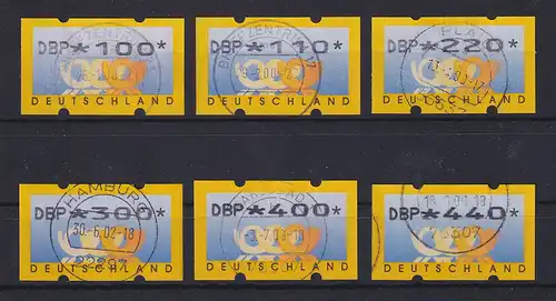 ATM Deutschland Posthörner mit DBP Mi.-Nr. 3.1 Satz 6 Werte 100-440 gestempelt