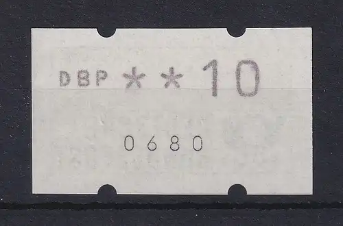 Deutschland ATM Mi.-Nr. 1.1 Gummidruck Wertstufe DBP ** 10  mit Zählnummer