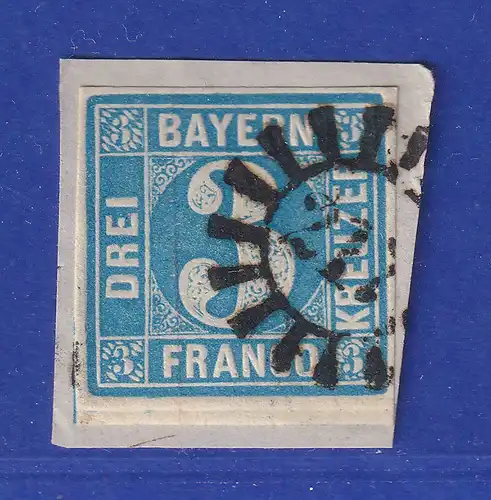 Altdeutschland Bayern 3 Kreuzer blau Mi-Nr. 2 II  m. Mühlradstempel 217