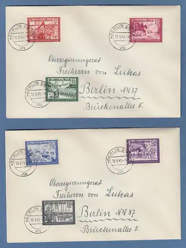 Deutsches Reich Kameradschaftsblock Mi.-Nr. 773-78 auf 2 FDC 19.5.1941 O BERLIN 