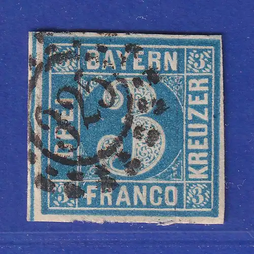 Altdeutschland Bayern 3 Kreuzer blau Mi-Nr. 2 II mit OMR 325 München