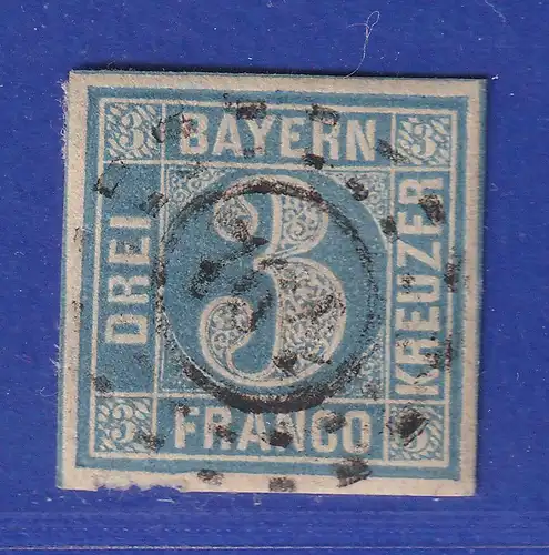 Altdeutschland Bayern 3 Kreuzer blau Mi-Nr. 2 II mit OMR 764 Heufeld