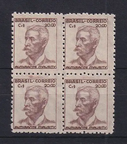 Brasilien 1950 Freimarke 20 Cr. Mi.-Nr. 711 XI Viererblock postfrisch **