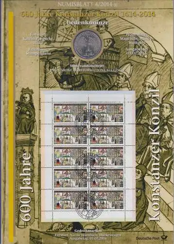 Bundesrepublik Numisblatt 4/2014 Konstanzer Konzil mit 10-Euro-Gedenkmünze 