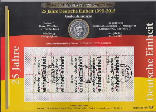 Bundesrepublik Numisblatt 5/2015  Deutsche Einheit  mit 25-Euro-Gedenkmünze 