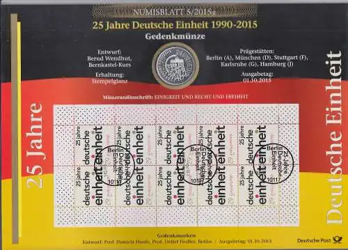 Bundesrepublik Numisblatt 5/2015  Deutsche Einheit  mit 25-Euro-Gedenkmünze 