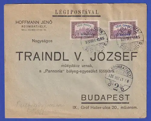Ungarn 1920 Mi-Nr. 319 und 321 auf Brief
