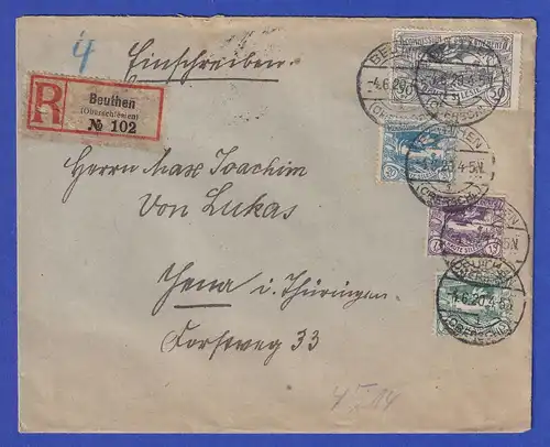 Dt. Abstimmung Oberschlesien R-Brief von Beuthen nach Jena, Juni 1920