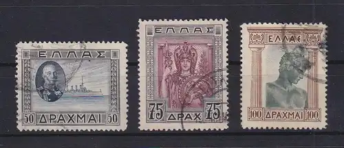 Griechenland 1933 Freimarken Mi.-Nr. 369-71 kpl. Satz 3 Werte O