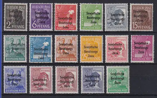 SBZ Maschinenaufdruck kpl. Satz alle 17 Werte Mi.-Nr. 182-197 inkl. helle 60 ** 