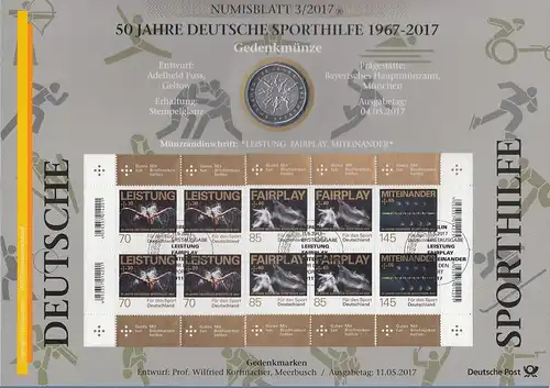 Bundesrepublik Numisblatt 3/2017 Sporthilfe mit 20-Euro-Gedenkmünze 