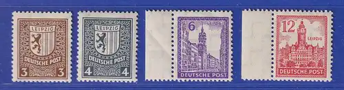 SBZ West-Sachsen Mi.-Nr. 150-155 X Wz. Stufen fallend Satz 4 Werte ** teils Rand