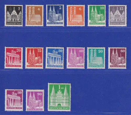 Bizone 1948, Bautenserie enge Zähnung Mi.-Nr. 73-97 kpl. Satz 15 Werte ** 