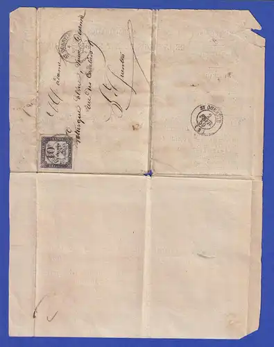 Frankreich 1859 Portomarke 10 C. Steindruck Mi.-Nr. 1 auf Brief 