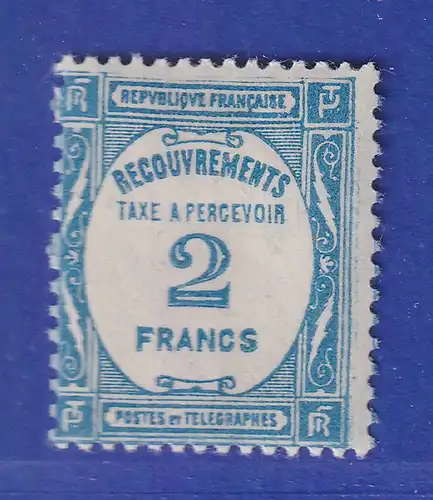 Frankreich 1929 Portomarke 2 Fr. blau Mi.-Nr. 61 ungebraucht *