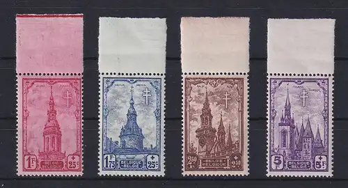 Belgien 1939 Tuberkulose Türme Teilsatz hohe Werte Mi.-Nr. 524-27  postfrisch **